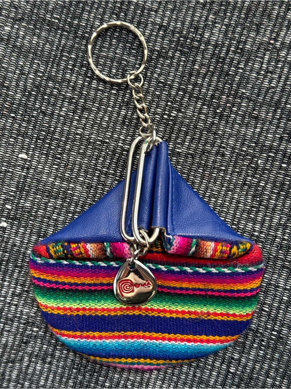 Souvenir ‘Peru’ Charm Coin Pouch Keychain Woven Textile - Picture 3 of 14